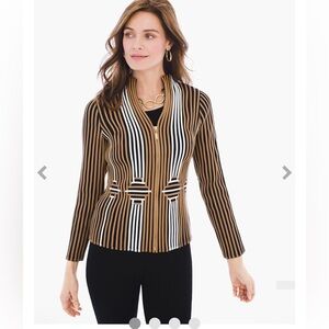 Chico’s Travelers Collection Faux Leather Strip Jacket